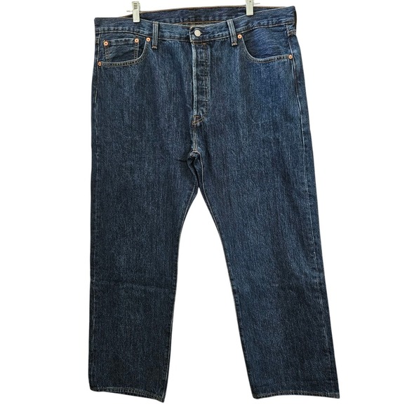 Levi's 501 Jeans Mens 40x29 Blue Denim Straight Leg Button Fly Dark Wash Classic - Picture 1 of 14